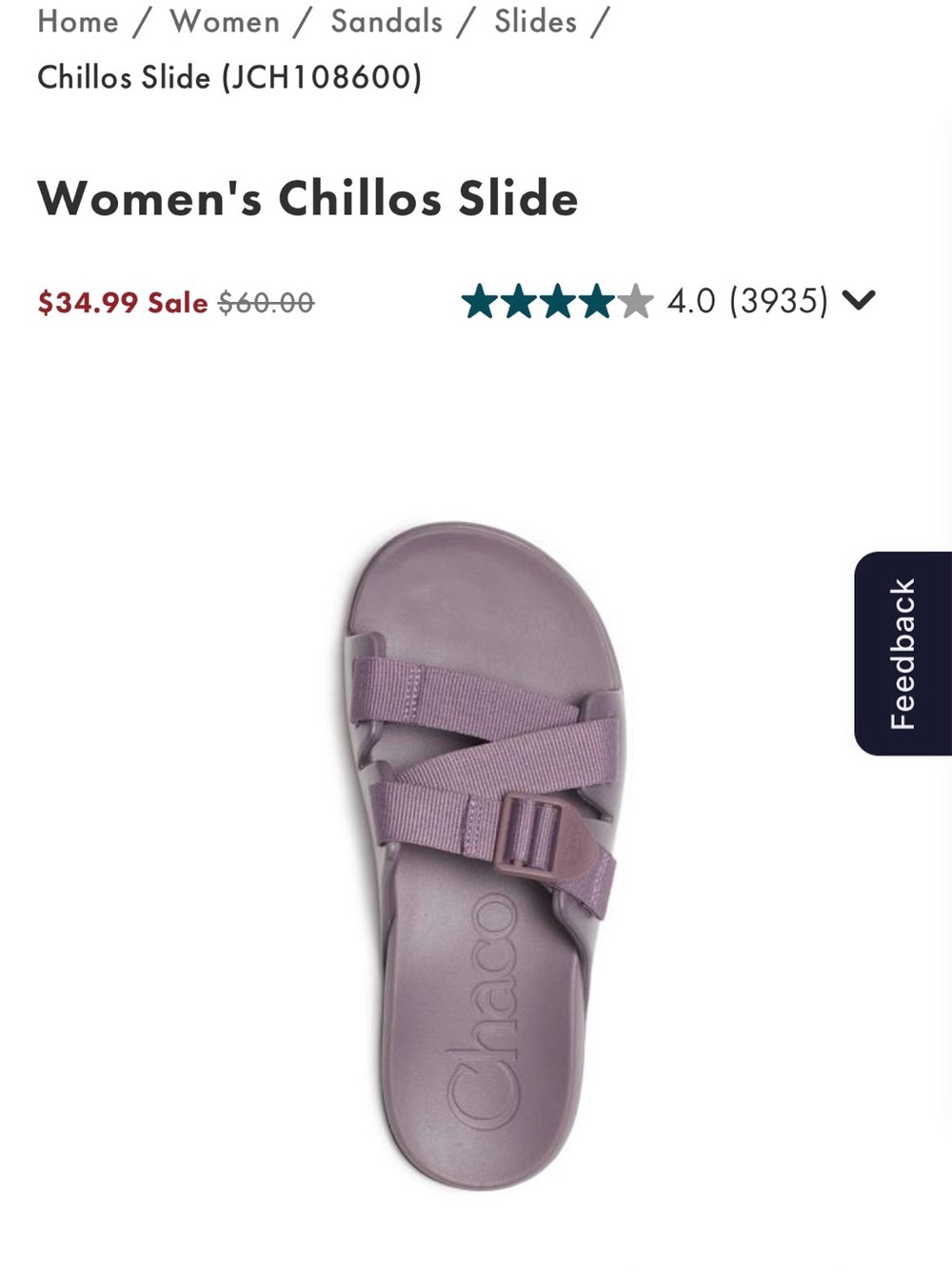 Chaco Women's Chillos Slide Sandal in Lavender